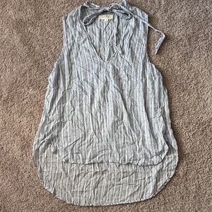 Cloth & Stone Gray Striped Sleeveless Blouse